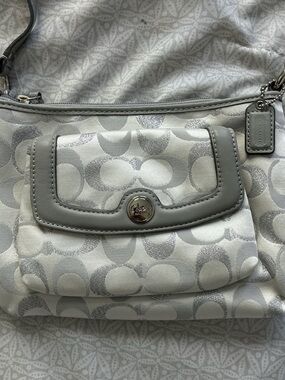 Coach Light Gray Signature Canvas Crossbody